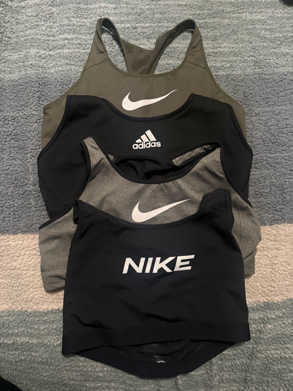 Nike Black and Olive Green Sports Bras Pack - Nike Logo